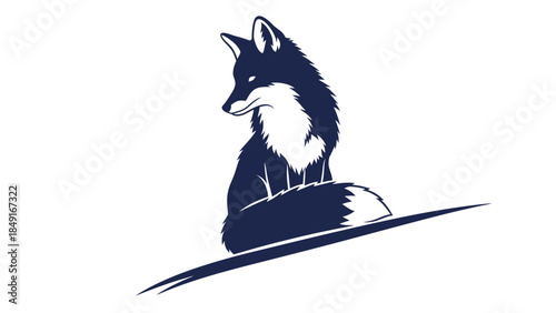 Stylized monochrome fox silhouette with elegant fur detailing and poised stance capturing