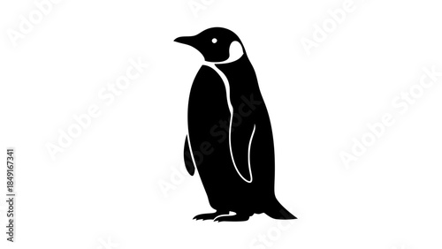 Minimalist Black and White Penguin Illustration with Bold Silhouette Design