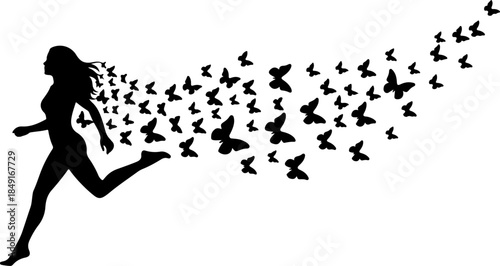 Butterfly Woman Silhouette Transformation Art