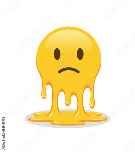 Sad Melting Emoji Face Vector