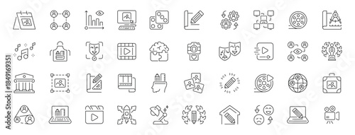 Creation vector icons. Editable line icons related to creativity, design, and media symbols