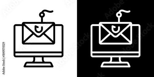 Phishing Icon Of Line Black And White Style Vector Illustration
