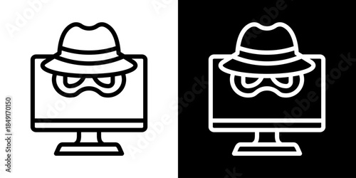 Spying Icon Of Line Black And White Style Vector Illustration
