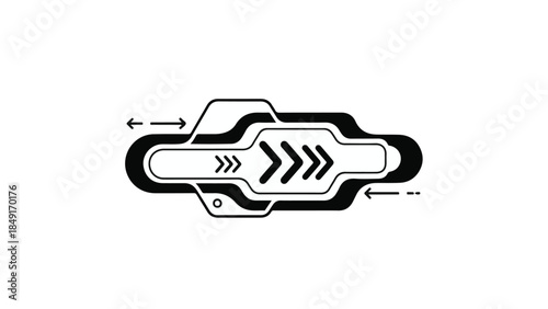 Abstract navigation directional arrows icon black and white illustration for design, website, or app, modern minimalist style