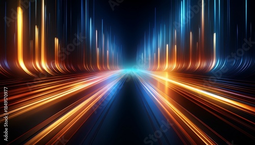 Dark Futuristic Background with Diagonal Light Motion and Depth