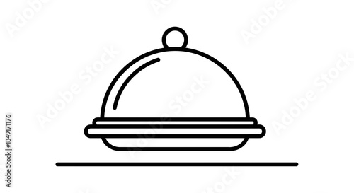 Classic food cloche icon on a serving plate, symbolizing fine dining and service Vector