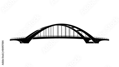 Elegant modern arch bridge silhouette emphasizing structural design and architectural innovation