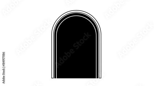 Minimalist black geometric arch with layered outline design for modern graphic art