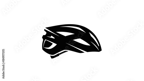 Sleek Modern Black Bicycle Helmet Silhouette Minimalist Illustration