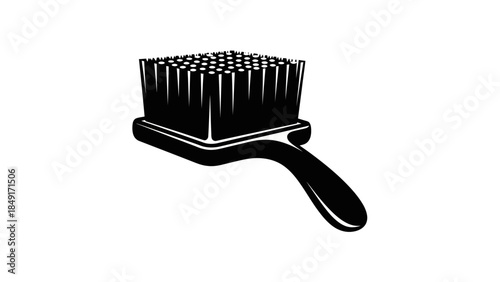 Stylized Silhouette of a Hairbrush with Dense Bristles and Curved Handle for Hair Styling Tools
