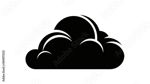 Minimalist black and white cloud illustration emphasizing simplicity and modern design elements