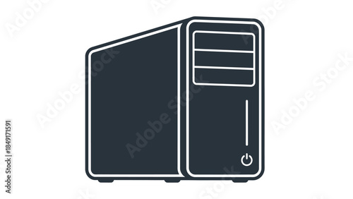 Minimalist outline of a computer tower highlighting digital technology infrastructure
