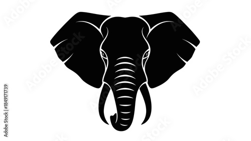 Minimalist Black and White Elephant Icon Illustrating Strength and Wisdom