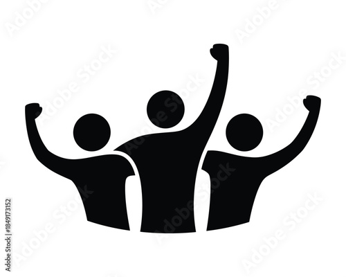 Teamwork Celebration with Raised Arms