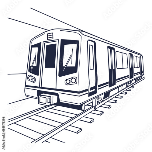 Modern metro train on tracks