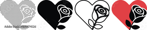 Elegant Heart Rose Graphics Celebrating Love Romance and Festive Moods