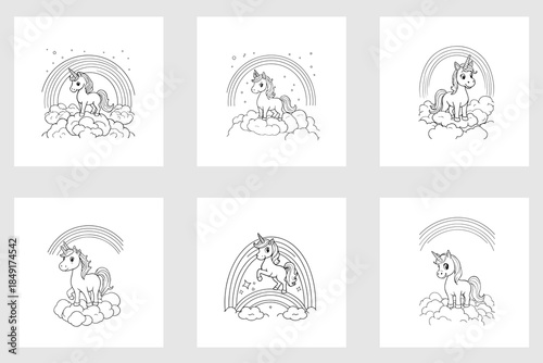 Fantasy Unicorn with Clouds and Stars