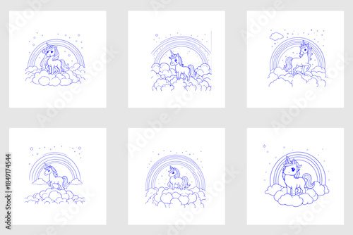 Cute Unicorn in a Dreamy Rainbow Sky