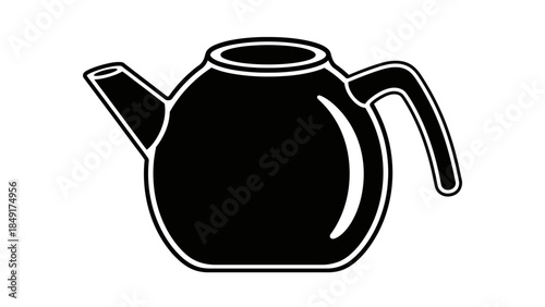 Minimalist Black and White Illustration of a Classic teapot for Kitchen Decor