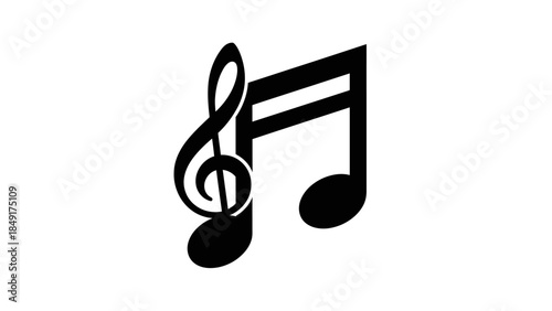 Minimalist black and white musical note illustration representing melody and harmony