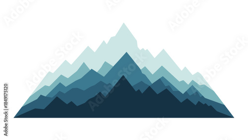 Abstract stylized mountain range illustration with varying shades of blue