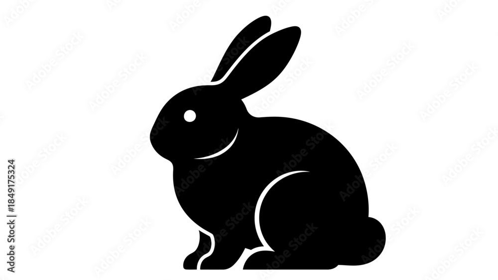 Obraz premium Minimalist Black and White Silhouette of a Rabbit with Elegant Design Elements for Wildlife
