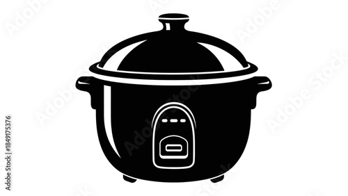 Minimalist Black and White Icon of a Slow Cooker for Kitchen Equipment Design