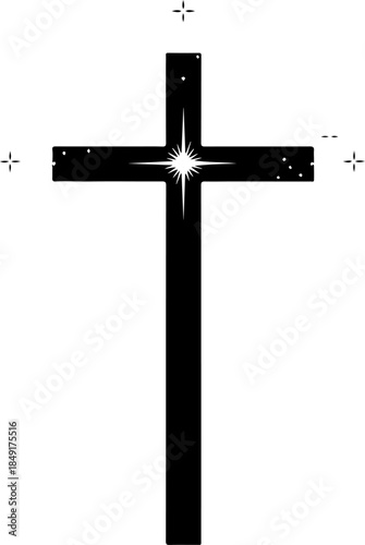 Crucifixion of Jesus Christ with Crosses and Sacred Doves Silhouette