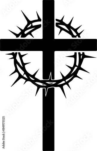 Crucifixion of Jesus Christ with Crosses and Sacred Doves Silhouette