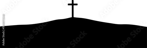 Crucifixion of Jesus Christ with Crosses and Sacred Doves Silhouette