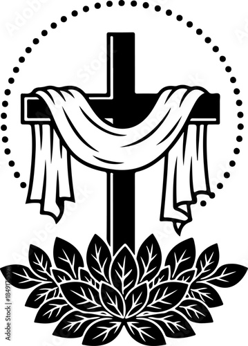 Crucifixion of Jesus Christ with Crosses and Sacred Doves Silhouette