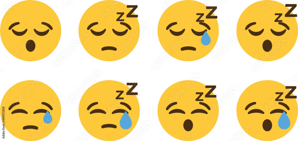 Fototapeta premium Collection of crying face emojis with various expressions of sadness and shock