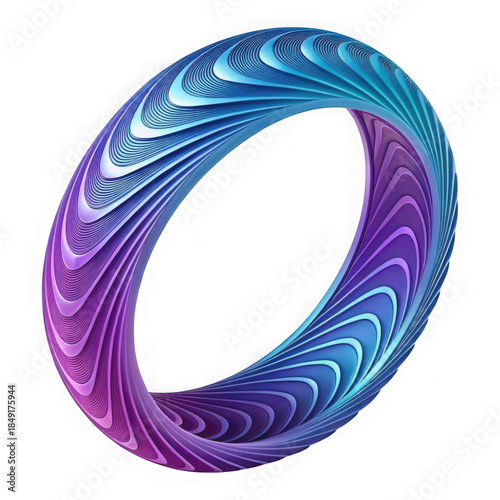 Abstract gradient ring with swirling ribbons isolated on transparent background