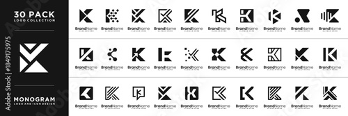 Set of letter k luxury logo design concept inspiration