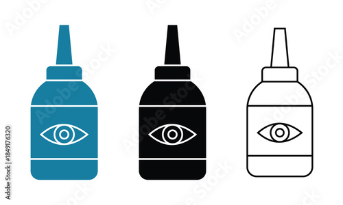 Eye drop bottle icon vector. Silhouette of eye dropper bottle symbol for web design, app, logo and more. Vector illustration.