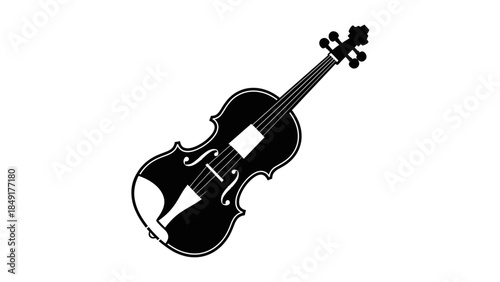 Minimalist Black and White Illustration of a Classical Violin for Musical Instrument Design