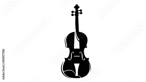 Minimalist Black and White Artistic Silhouette of a Classical Violin with Elegant Curves and