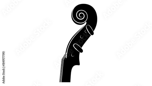 Minimalist Illustration of a Black Violin Bow with Elegant Curves and Artistic Design