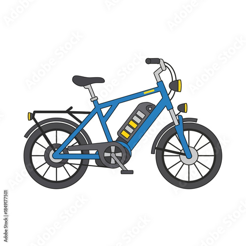 Modern blue electric bicycle with battery pack and sleek design