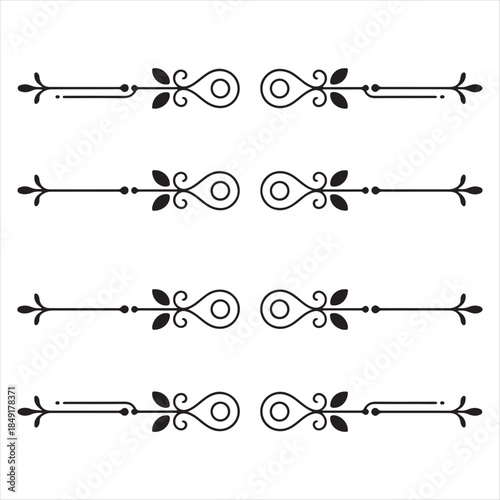 Set of Four Horizontal Decorative Flourish Dividers