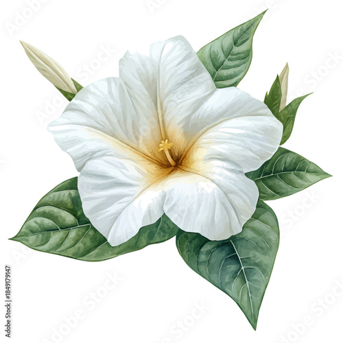 Balsam Flower, graceful vector watercolor painting with soft flowing strokes and subtle highlights, isolated on a white background.