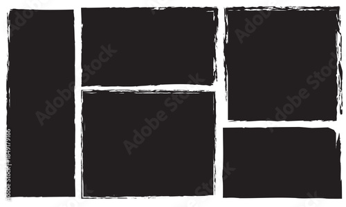 Text box frame brush rough crayon shape set. Hand drawn crayon grunge brush square rectangle border. Text box frame rough grunge rectangle paint shape element.