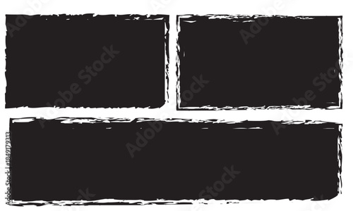 Text box frame brush rough crayon shape set. Hand drawn crayon grunge brush square rectangle border. Text box frame rough grunge rectangle paint shape element.