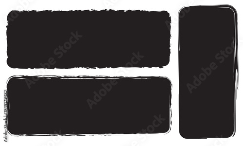 Text box frame brush rough crayon shape set. Hand drawn crayon grunge brush square rectangle border. Text box frame rough grunge rectangle paint shape element.