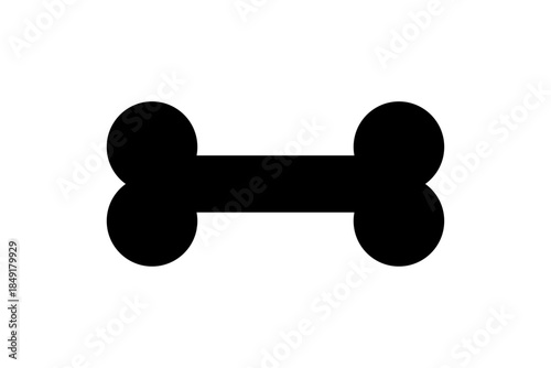 Simple black bone icon silhouette on white background representing pet food, dog treat, or veterinary care