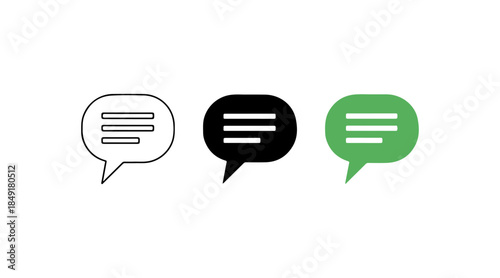 Three speech bubbles in different colors