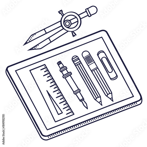 Drawing tools in case