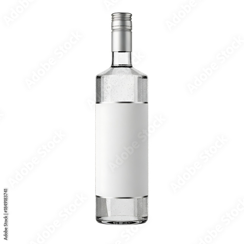 Elegant Clear Glass Bottle with Blank Label Mockup on transparent Background