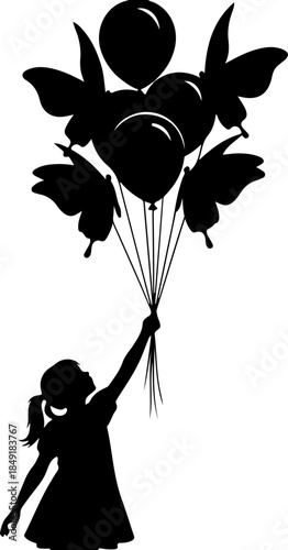 Releasing Butterfly Dreams  Child  Freedom Imagination Vector Art