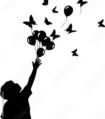 Releasing Butterfly Dreams  Child  Freedom Imagination Vector Art